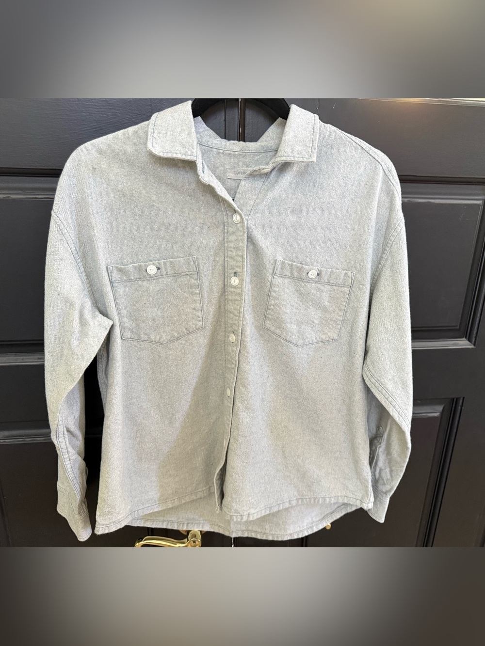 Outerknown Lightweight Cotton Button Up Shirt XS Blue Gray Boxy Fit